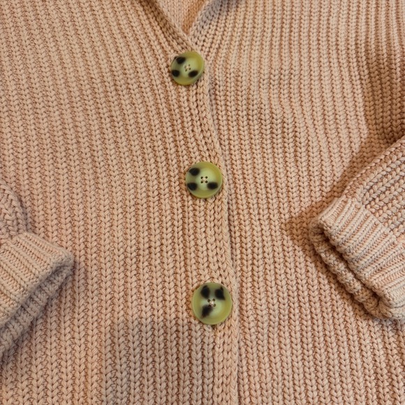 Free‎ People Women's Shawl Collar Button Front Pink Knit Cardigan Sweater Small - Picture 10 of 14